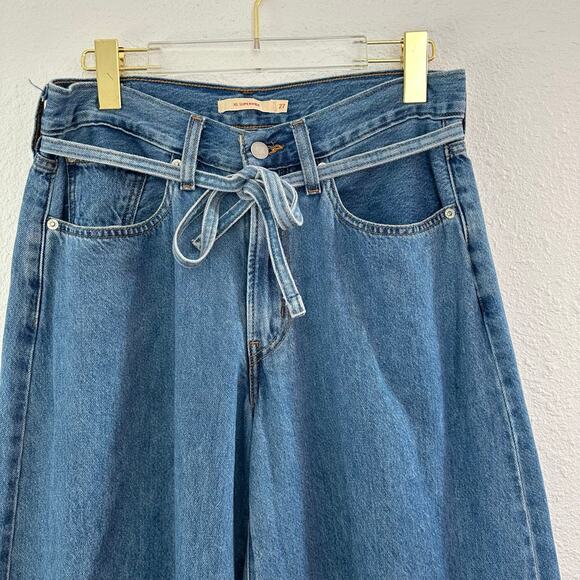 Levi's XL Superwide Women's Jeans Size 27 Medium Wash Tie Belt Mid Rise Baggy - Picture 4 of 10